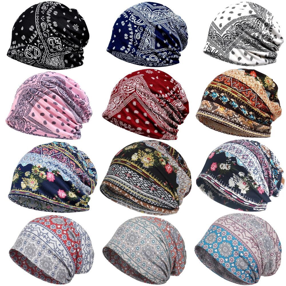 9248 Printed Stretch Slouchy Multi-Functional Headwear for Hats Beanie Cap